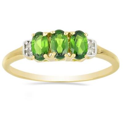 BUY NATURAL CHROME DIOPSIDE GEMSTONE GOLD PLATED RING IN 925 SILVER